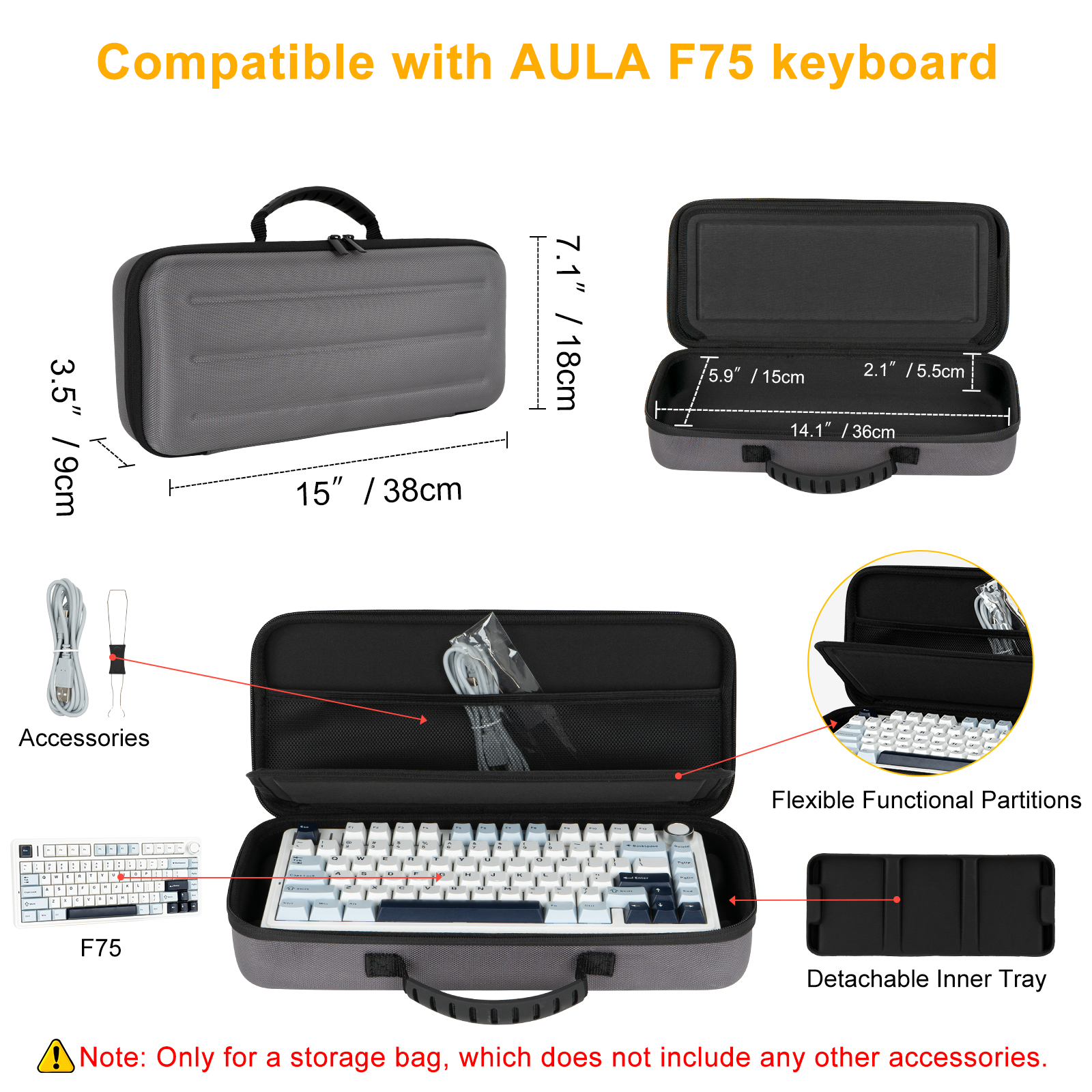 Hard EVA Case for Aula F75 Gam - Gaming Accessories Box 评论和价格