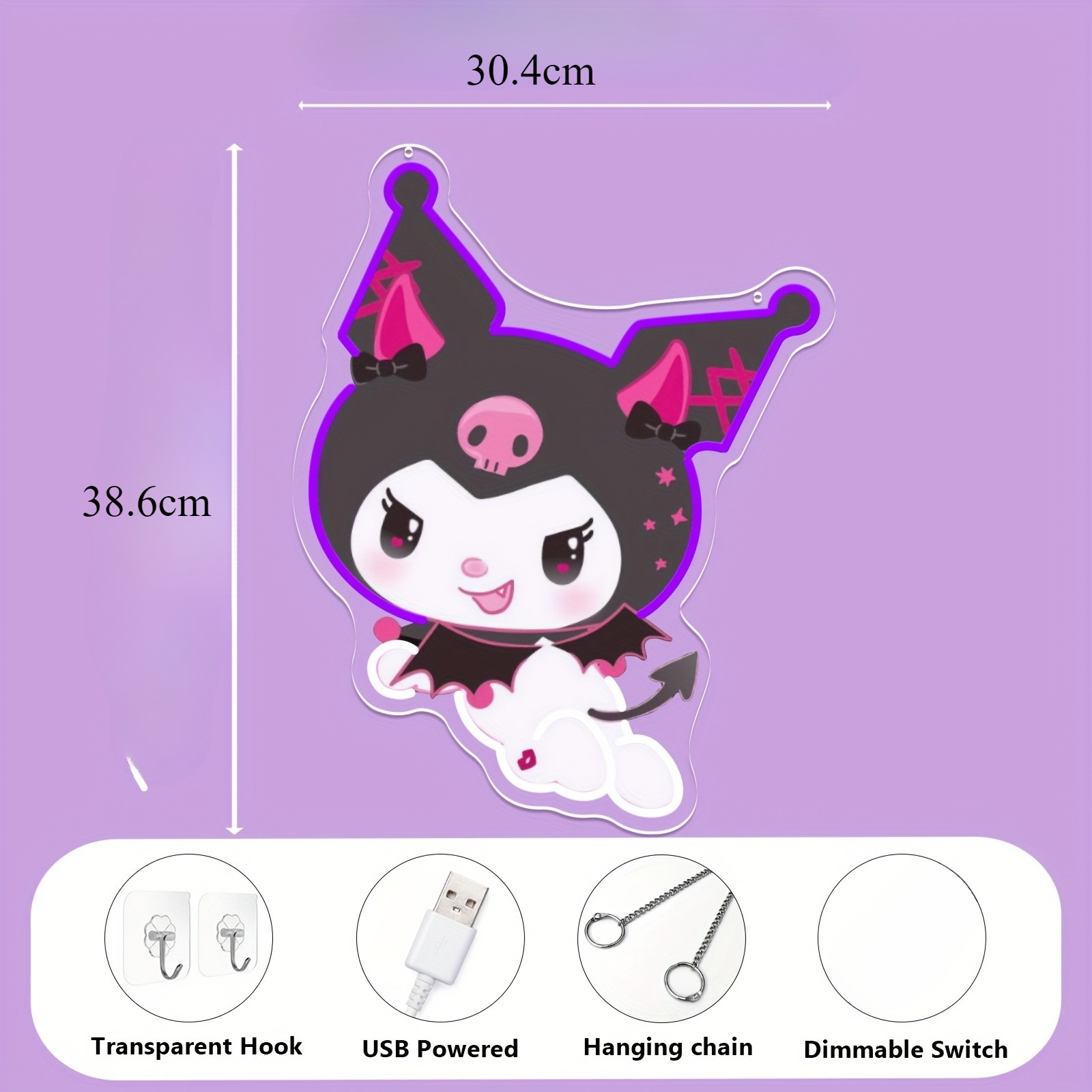 Kuromi LED Neon Sign Purple Gl - Gaming Accessories Decor 评论和价格