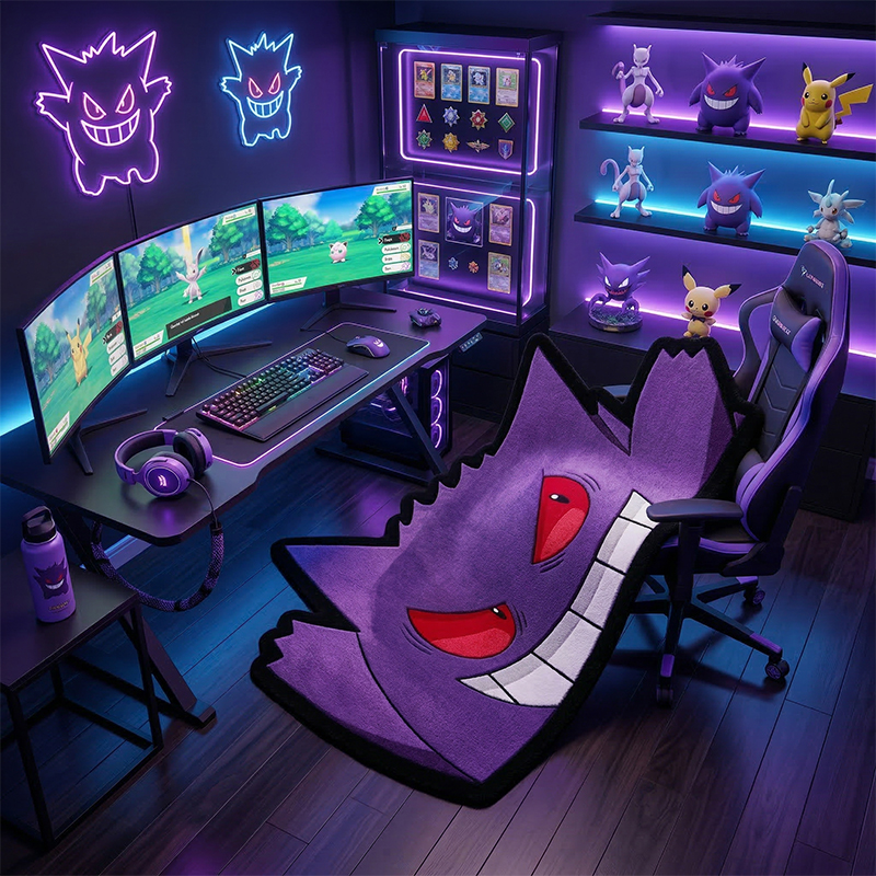 Pokemon Gengar Rug Cute Purple - Gaming Accessories Decor 评论和价格