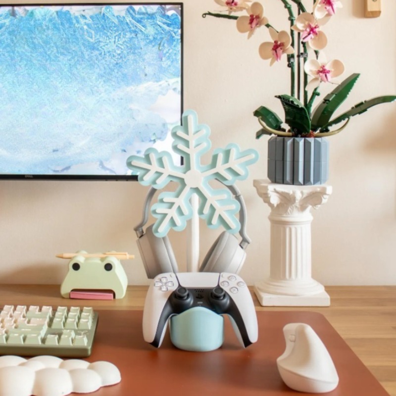 Snowflake Headphone Stand 3D P - Gaming Accessories To 3D Print 评论和价格