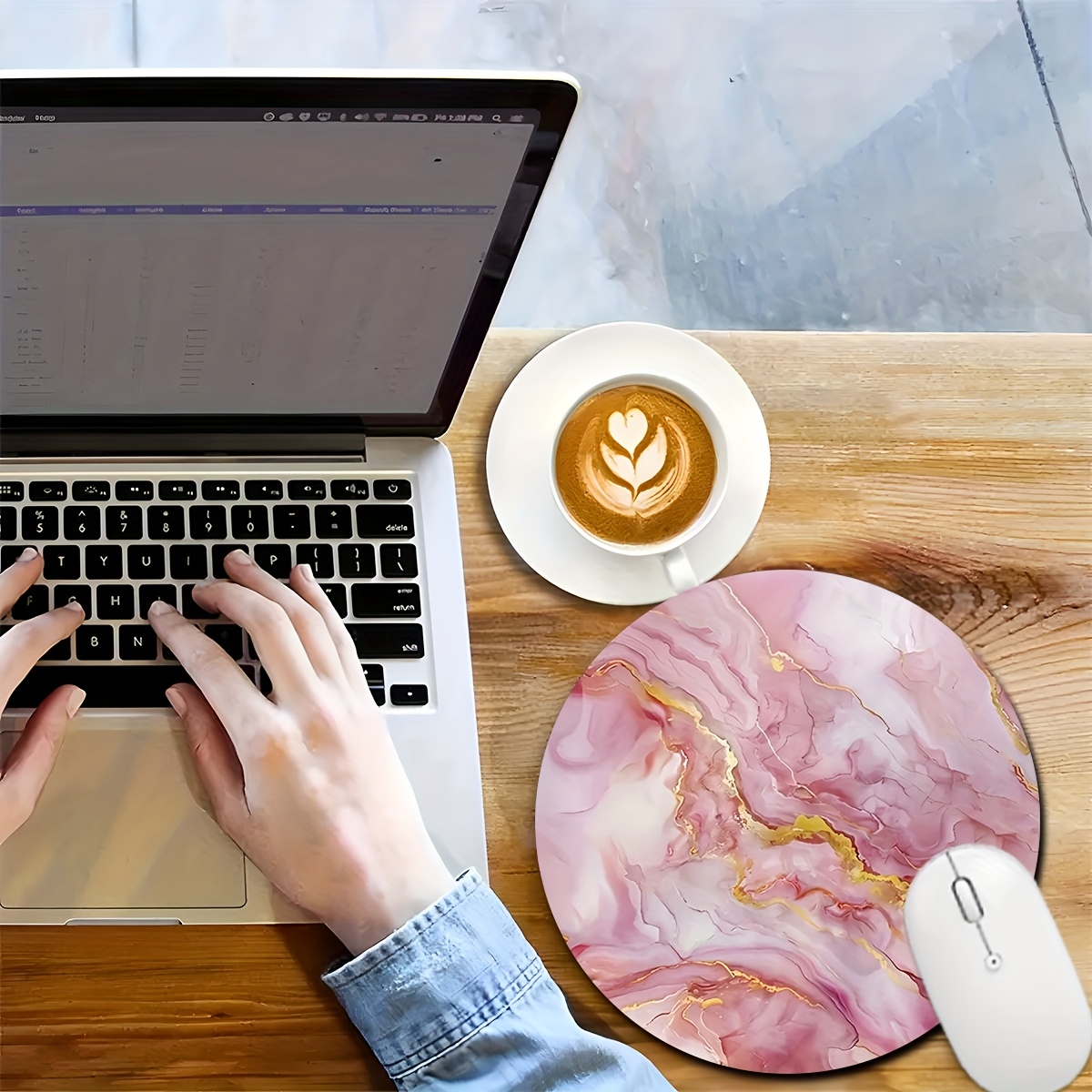 Pink Marble Mouse Pad PC Lapto - Gaming Accessories Pc Setup 评论和价格