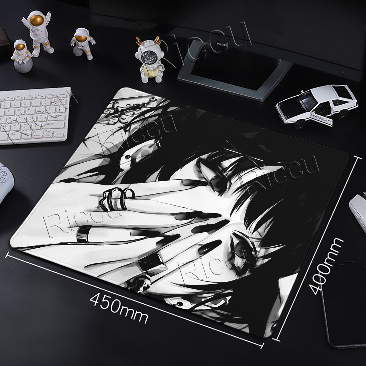 Anime Girls Mouse Pad Black Wh - Gaming Accessories White 评论和价格