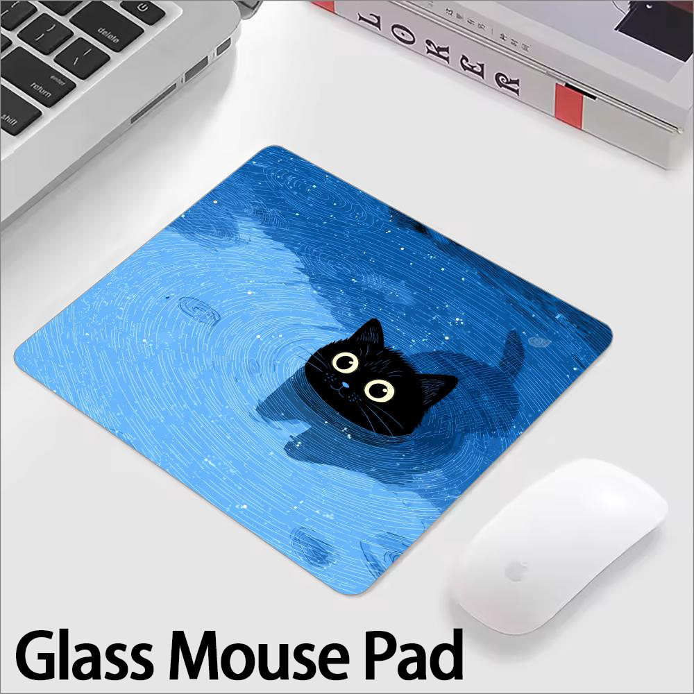 Cute Black Cat Glass Mouse Pad - Gaming Accessories Keyboards 评论和价格