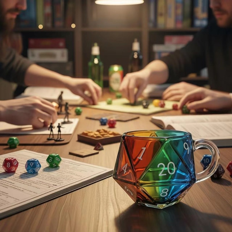 20-Sided Dice Shaped Glass Cof - Gaming Accessories Gift Ideas 评论和价格