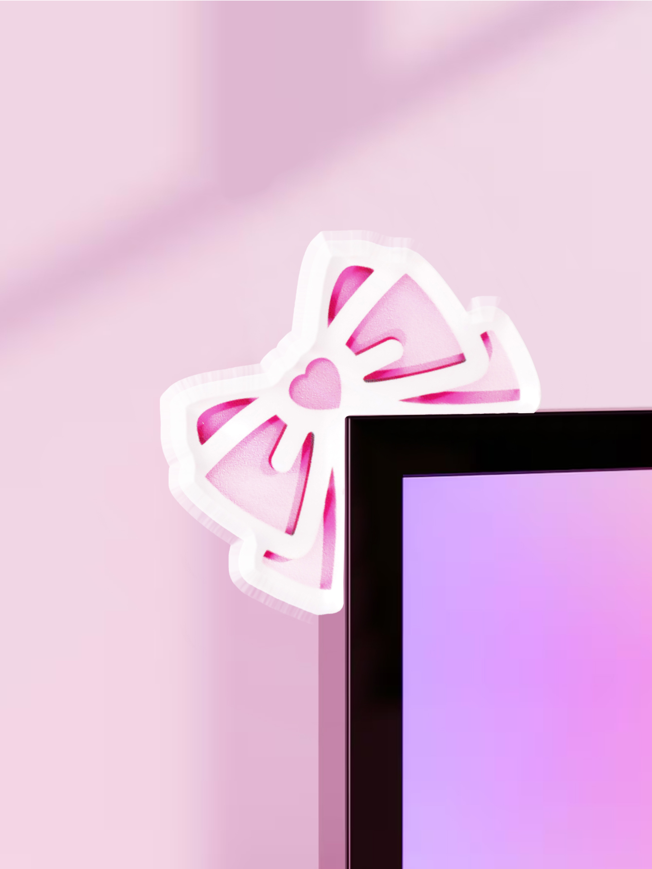 Kawaii Bow Monitor Decor Pink  - Gaming Accessories Pc Setup 评论和价格